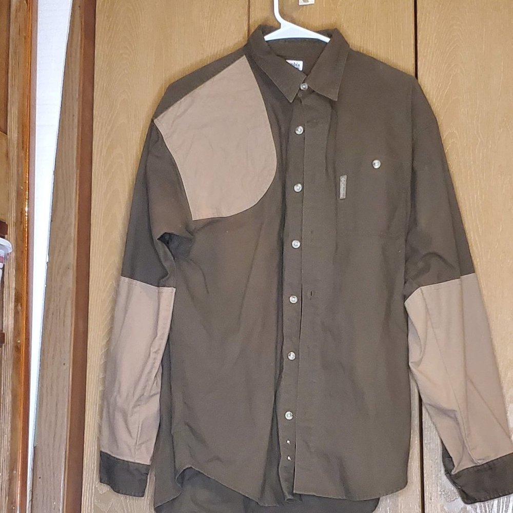 Columbia Hunting/Shooting/Outdoor Quilted Men’s Shirt Size M - Olive/Beige